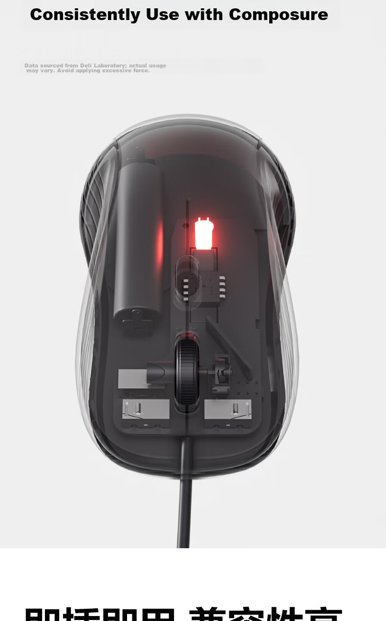 Deli Wired Mouse Office Mouse Laptop Desktop Mouse Business Portable Black LN10 4