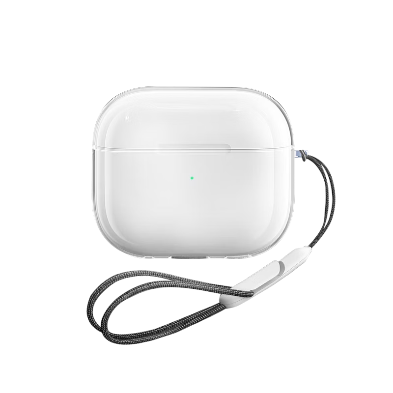 Smorss AirPods Pro 3 Case 2025 Edition Transparent Full-Cover Silicone Protective Shell with Lanyard for Apple Bluetooth Earphones