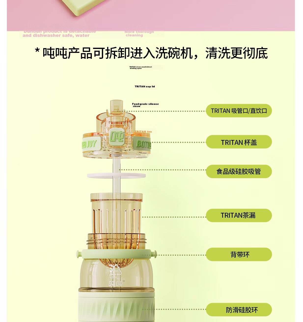 Dundun Bottled Joy PPSU Water Bottle, Wang Yibo's Same Style, Milk Bottle-Level Sports Water Bottle, Large Capacity Cup, Dundun Bottle 14