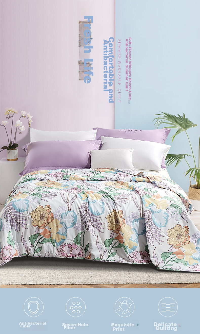 FUANNA Comforter, Spring And Autumn All-Season Duvet Insert, Double Size, Air Conditioning Quilt, Seven-Hole Antibacterial, 230×229cm, Light Gree 1