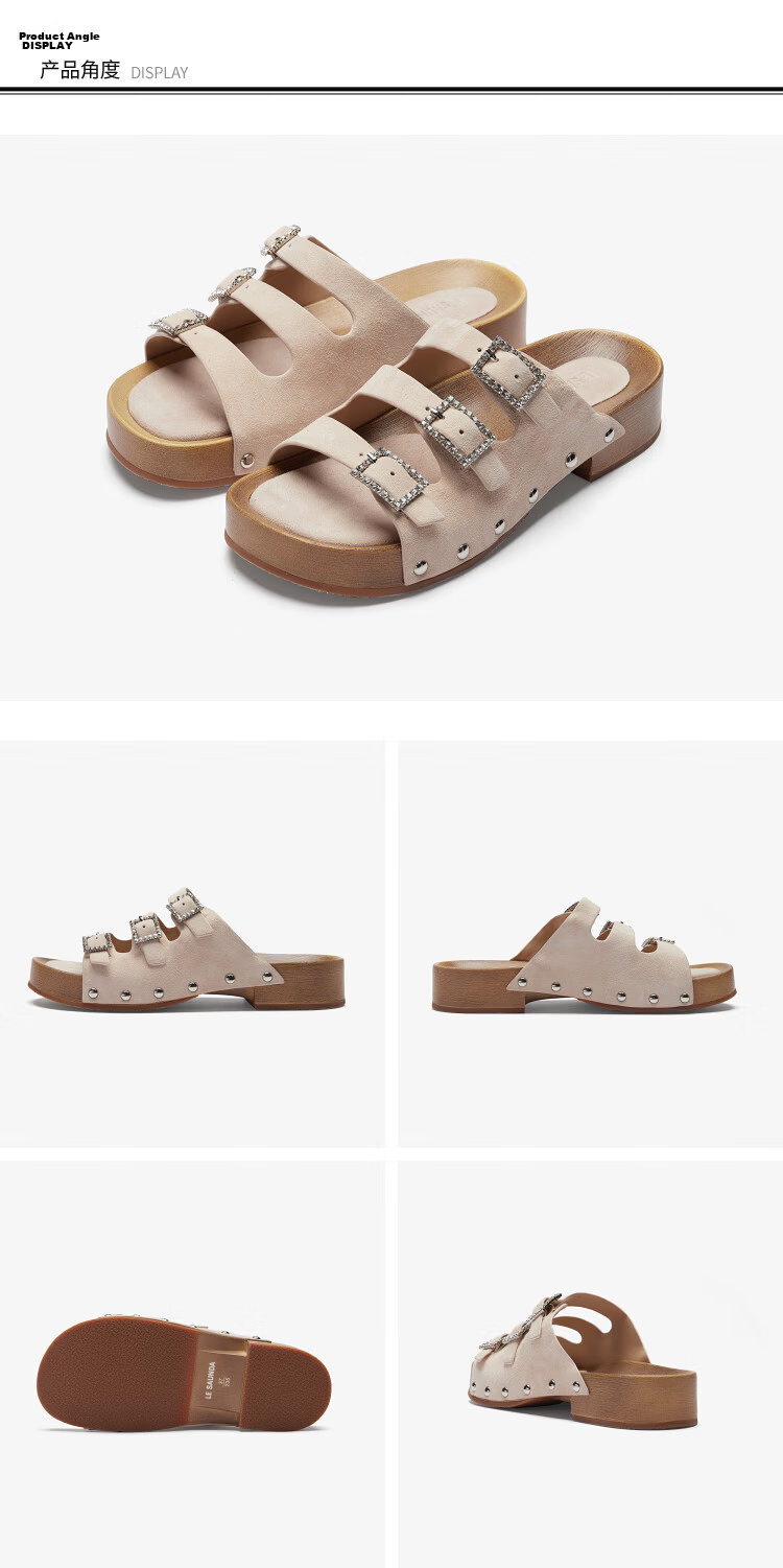 Le Saunda Thick Mochi Fashion Casual Outdoor Triple Strap Birkenstock Sandals Women 23202 Haze Blue NAS 37 16