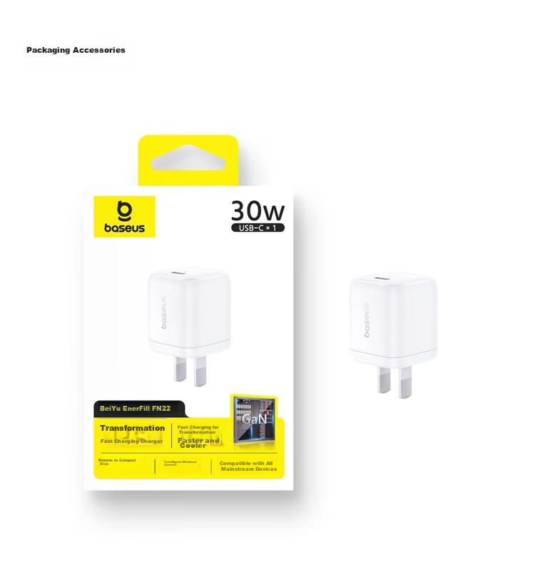 Baseus Little Ice 30W GaN Charger for Apple iPhone 17/16 Pro Max/15/14/13 iPad Fast Charging White 20