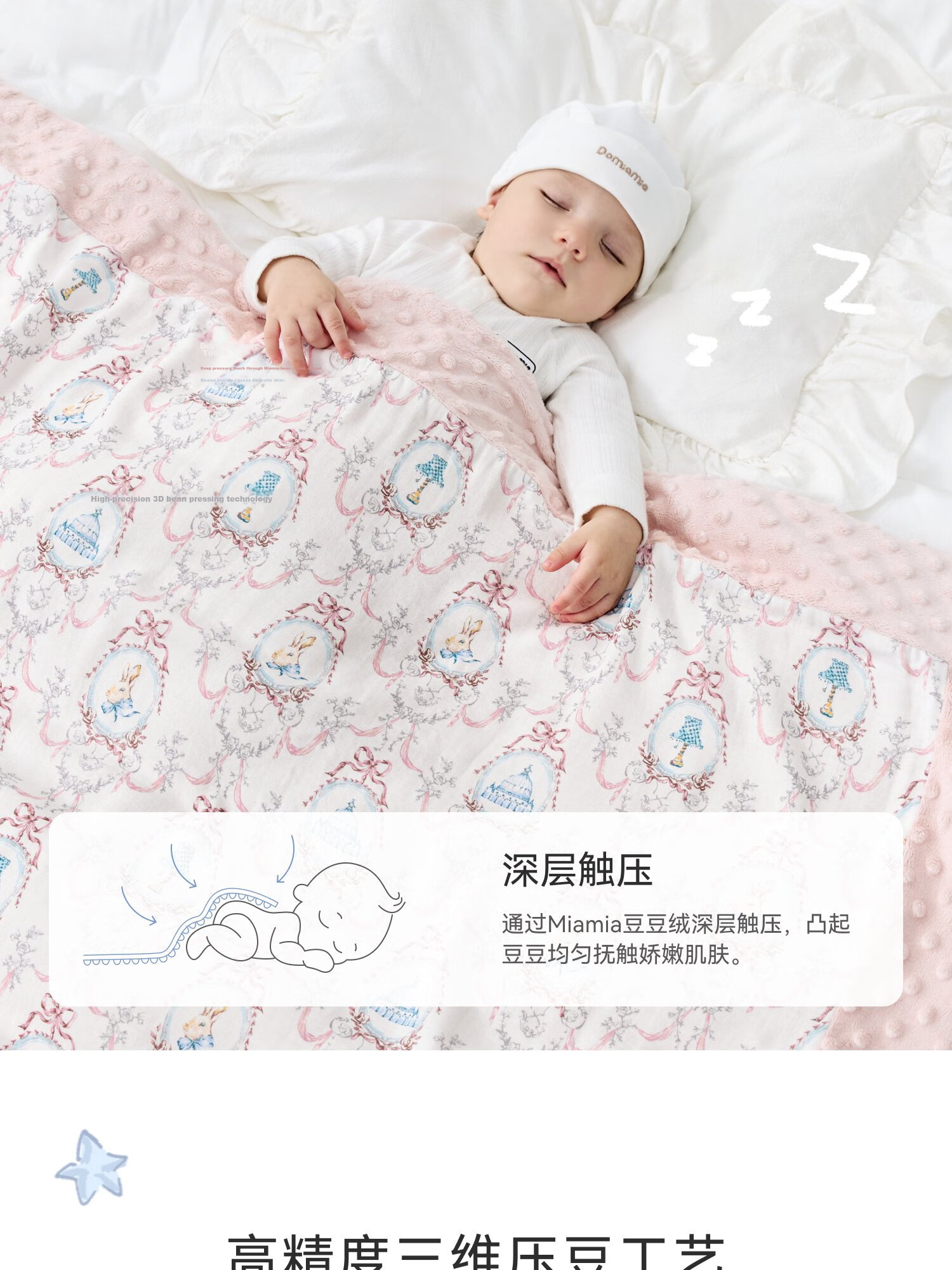 DOMIAMIA Baby Dot Blanket Comforter Baby Cover Blanket Children's Quilt Fleece Blanket Four Seasons Double Layer 110x140cm 5