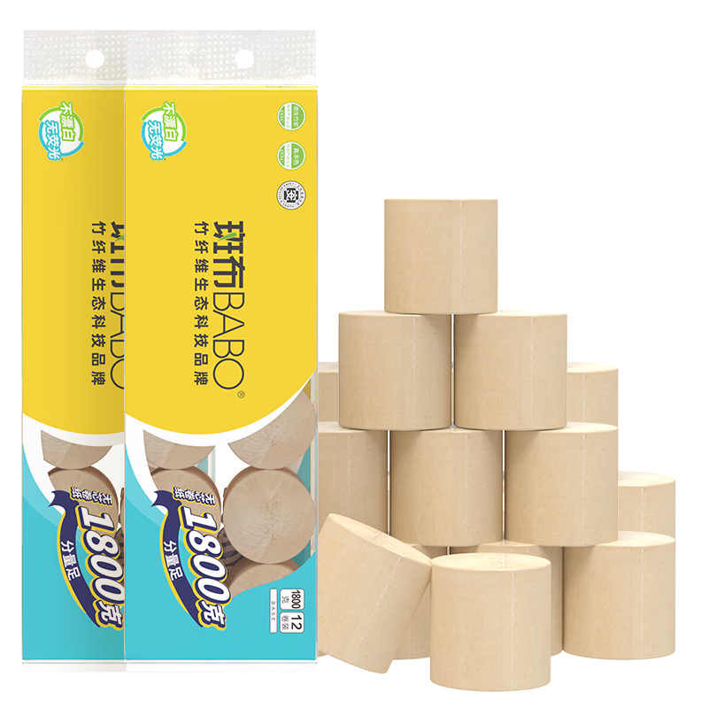 Bamboo Coreless Toilet Paper 4-Ply 150g*24 Rolls Natural Color Tissue Paper Toilet Tissue Paper Napkins Rolls