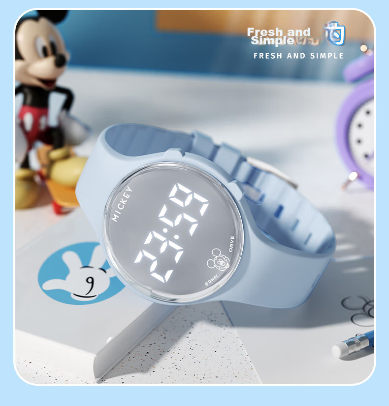 Disney Mickey Student Watch Children's Sports Silent Alarm Electronic Watch for Boys and Girls Middle School Dormitory Exam Use 10