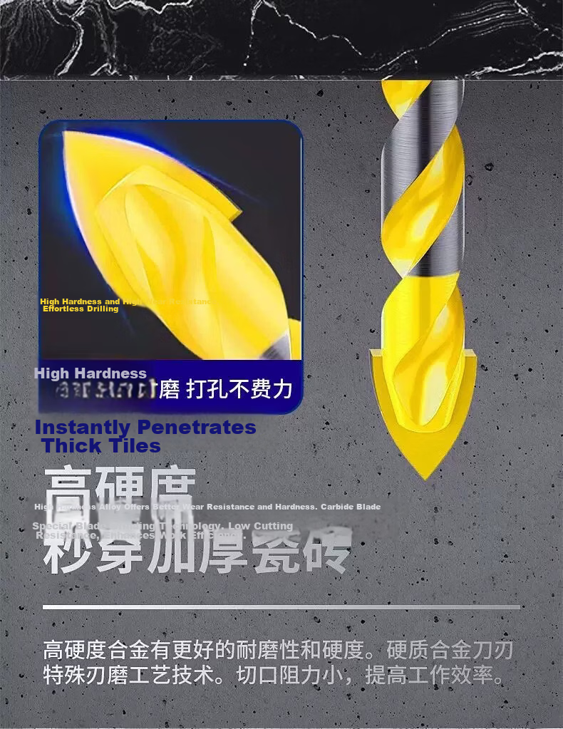 Fang Da Wang Multifunctional Triangular Drill Bit Sharp Cutting Edge Fast Drilling Smooth Hole No Chipping [10mm] 3
