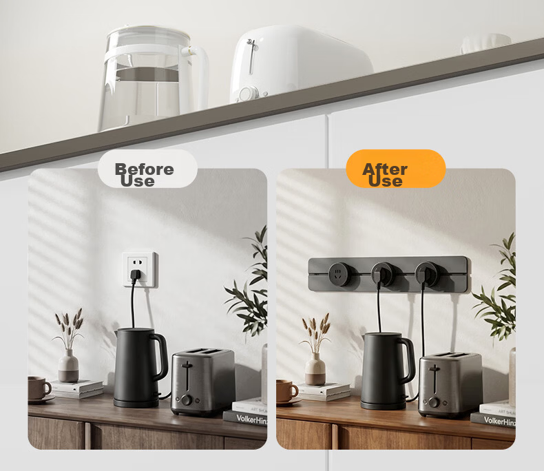 DELIXI Track Socket Cream Style New Seamless Movable Rail 60cm Track + 3 Five-Hole Silver Osmanthus Yellow Outlets 11