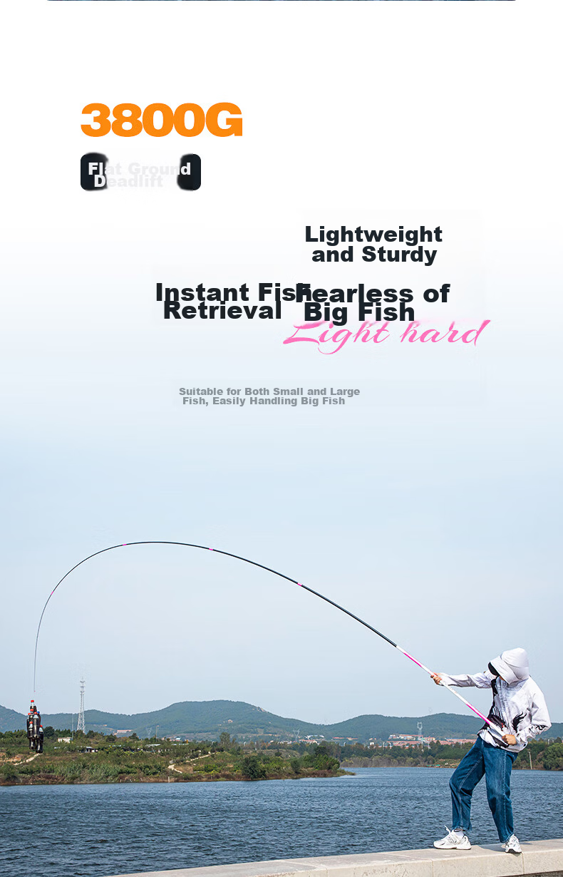 Hua's Cocoon Amber Fishing Rod Flower Bloom Twelve Comprehensive Fishing Rod for Silver Carp and Bighead Carp Hand Rod Tai Fishing Rod Hand Pole 5H 8.1m 14