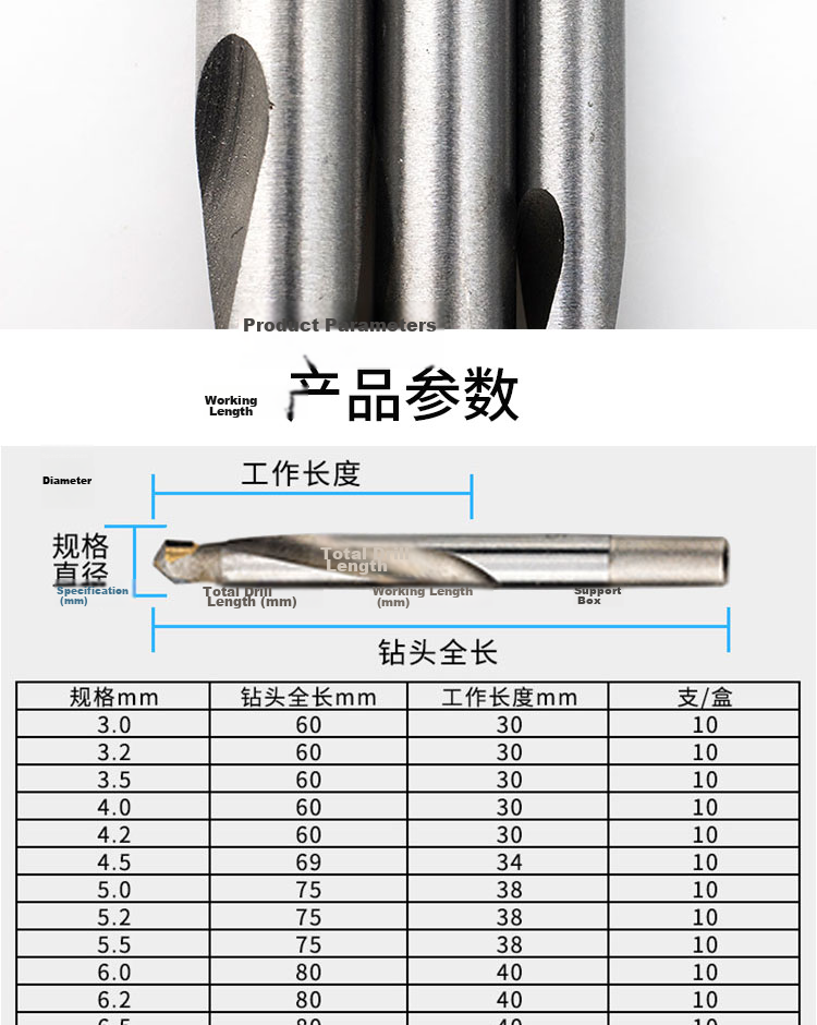 Bingyu BJY-10 Tungsten Carbide Alloy Drill Bits Twist Drill Stainless Steel Metal High-Speed Drilling 8mm 4pcs 4