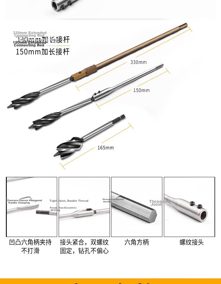 Baolian Woodworking Spiral Drill Bit Set for Wood Door Lock Installation and Drilling Tool Kit 10