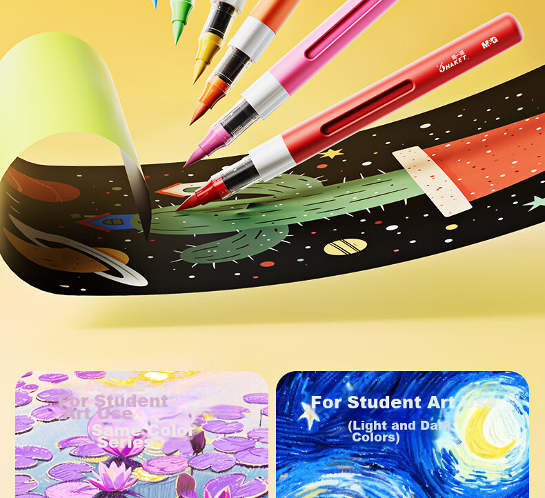 M&G Stationery, 48-Color Big Ink King Direct Liquid Acrylic Soft-Tip Markers, Student Children's Watercolor Pens, Drawing Pens, Painting Brushes, Colored Pens, Birthday Gift 7