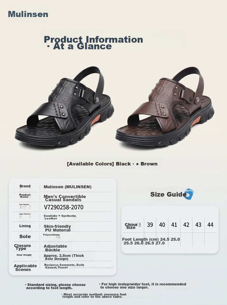 MULINSEN Men's Lightweight Breathable Casual Beach Sandals Soft Sole Outdoor Dual-Wear Slippers V7290258 5
