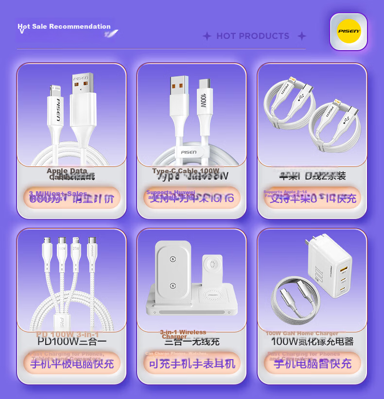 PISEN 3C Apple Charger, PD30W Gallium Nitride Charging Head, Type-C Fast Charging Plug, Suitable for Apple IPhone 18 Pro Max 17/16/15, Xiaomi, Huawei Phones, IPad 1
