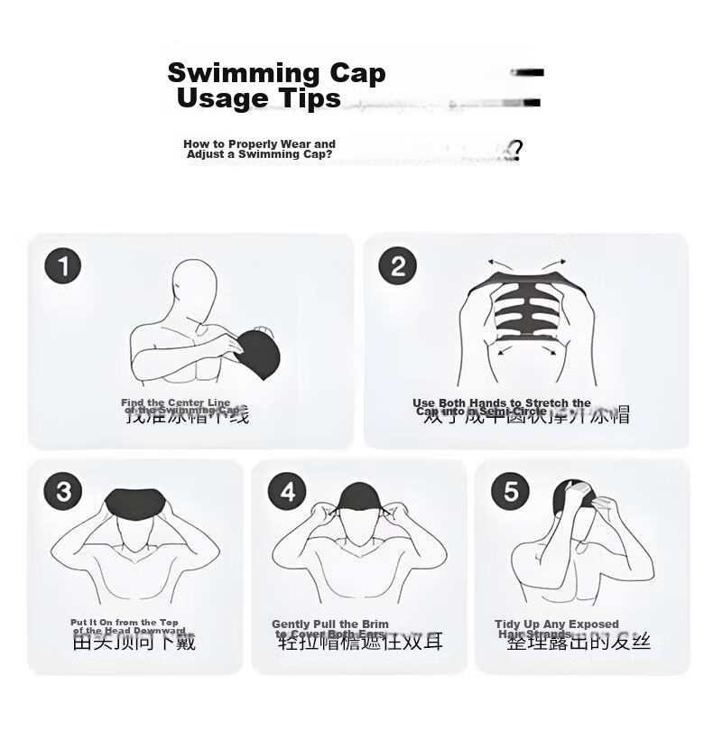 ANTA Unisex Silicone Waterproof Swim Cap with Ear Protection, Non-Tight Fit, Sports Swimming Cap, Chinese Dragon Element, Mermaid Purple 9