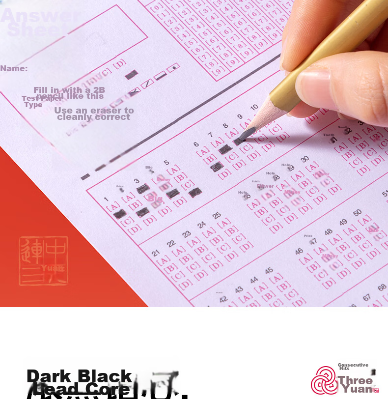 Deli Lianzhong Sanyuan 10-Pack 2B Skin-Friendly Writing Pencils Triangular Bar Exam Marking Drawing Sketching Student School Stationery 1