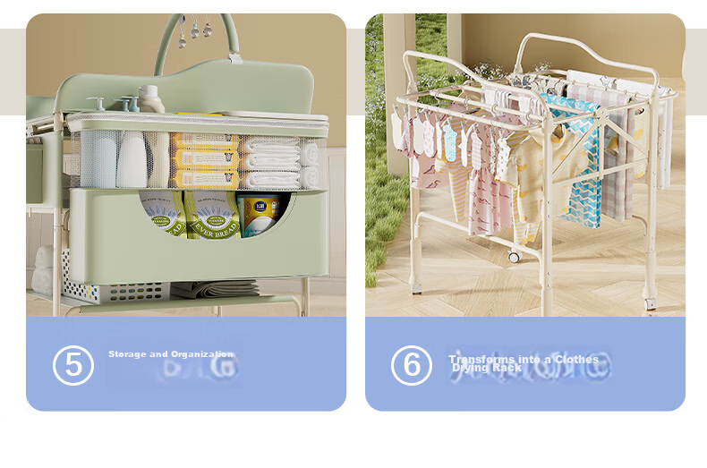 ANGI BABY Diaper Changing Table Multifunctional Foldable Baby Care Station Newborn Bathing Crib 22