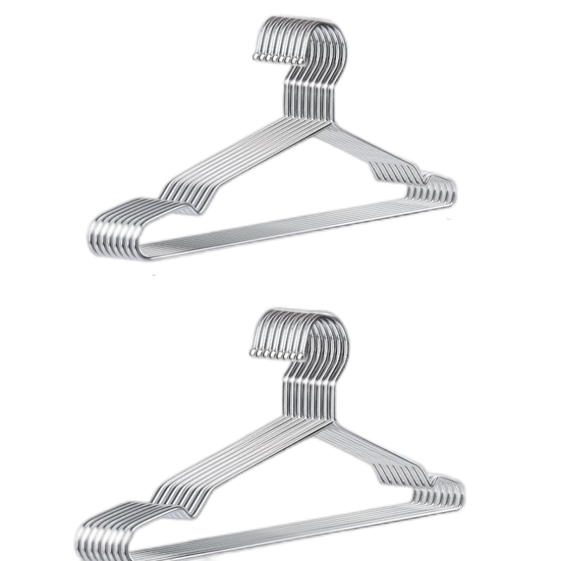 Shangmeide Stainless Steel Hangers Thickened Large Non-Marking Anti-Slip Grooved 40cm Adult Universal [20 Pack]