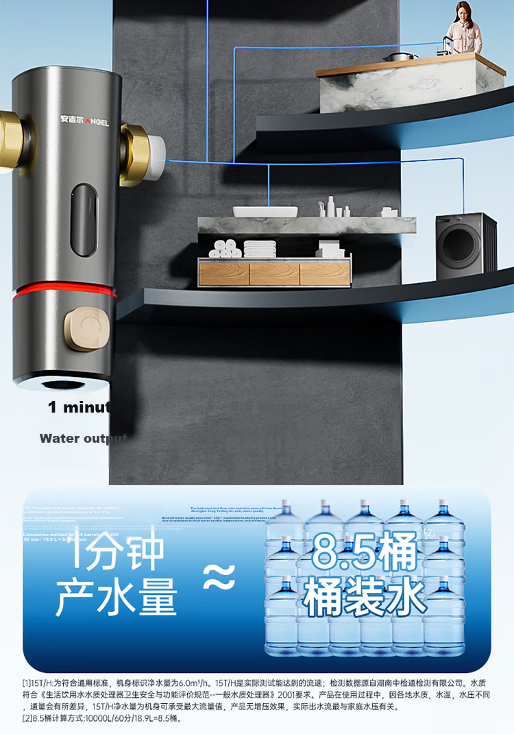 Angel Pre-Filter Household Automatic Backwash Explosion-Proof 40 Micron Dual Mesh Fine Filter 15T High Flow Whole House Incoming Water Purifier J3622-GWG-7000 14
