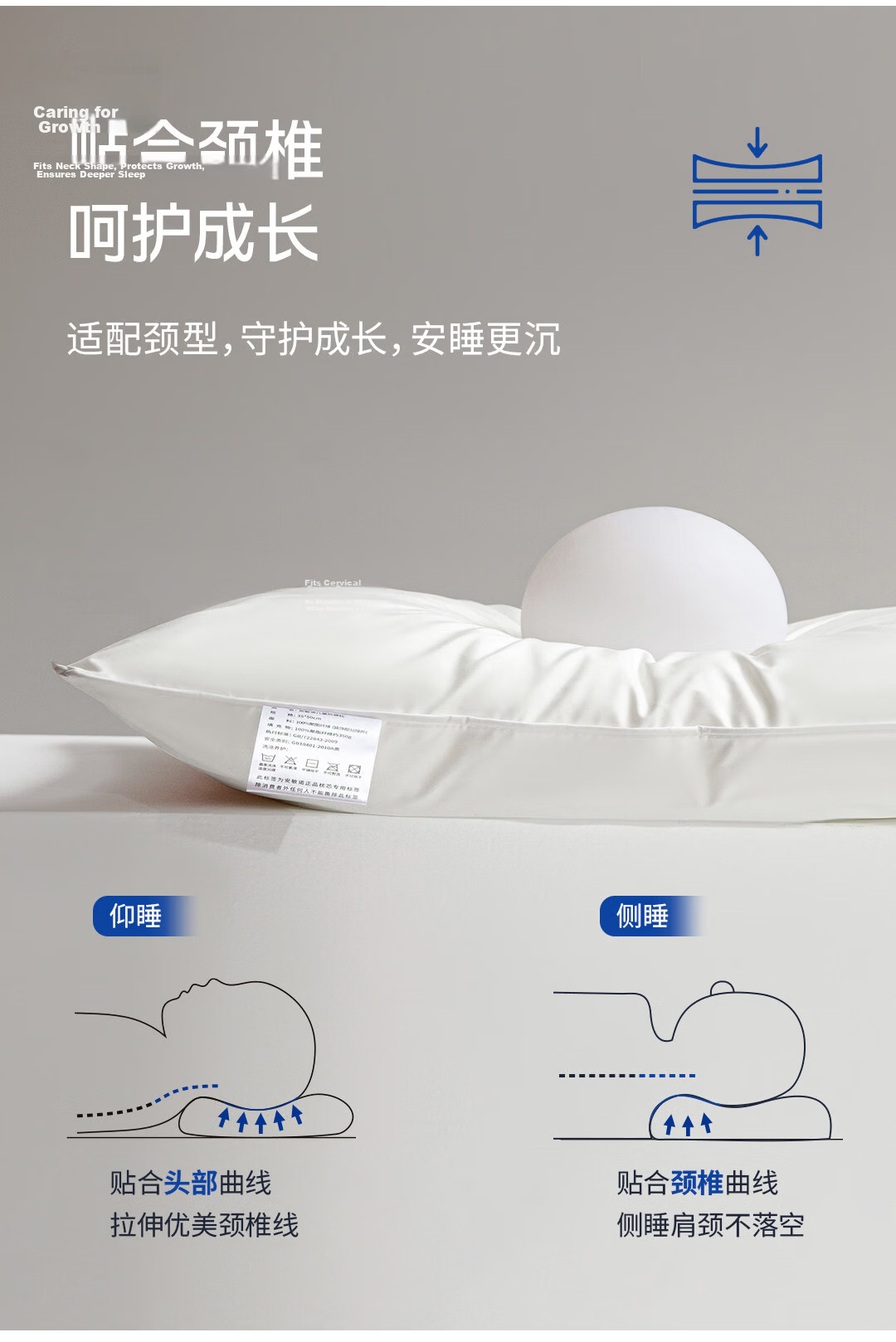 Anmino Children's Anti-Mite Antibacterial Pillow Core, Maternal And Infant Class A, Single Person Washable, Single Pack, 35*50 6