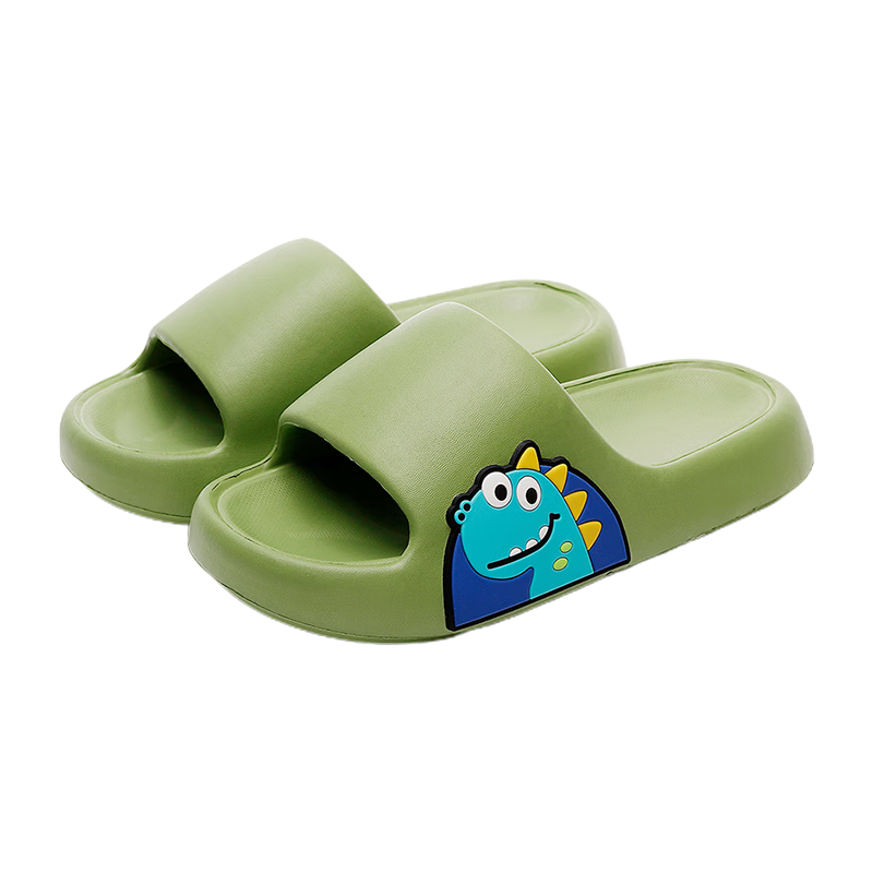 GUOLUOFEI Dinosaur Kids Slippers Boys Summer Non-Slip EVA Indoor Outdoor Khaki Size 30-31