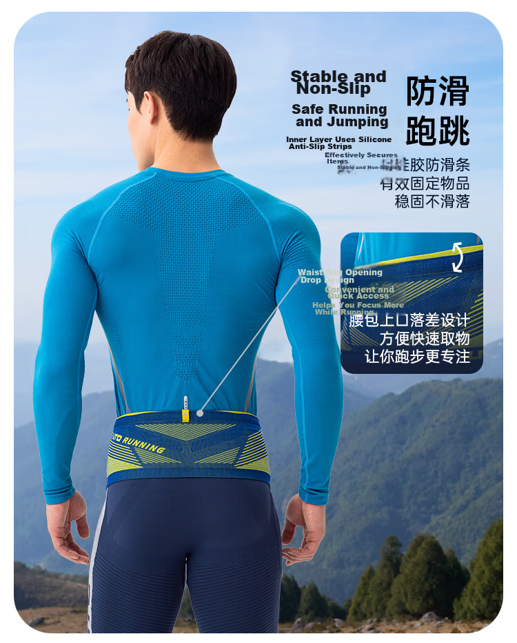 UTO Sports Running Waist Bag Belt for Men and Women Marathon Phone Pouch Fitness Electric Blue L 3
