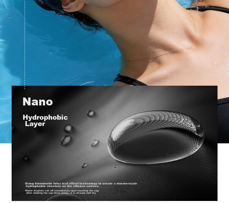 Skechers Unisex Silicone Swim Cap Non-Slip Waterproof Comfortable Long Hair Adult Swimming Cap Matte Black 9