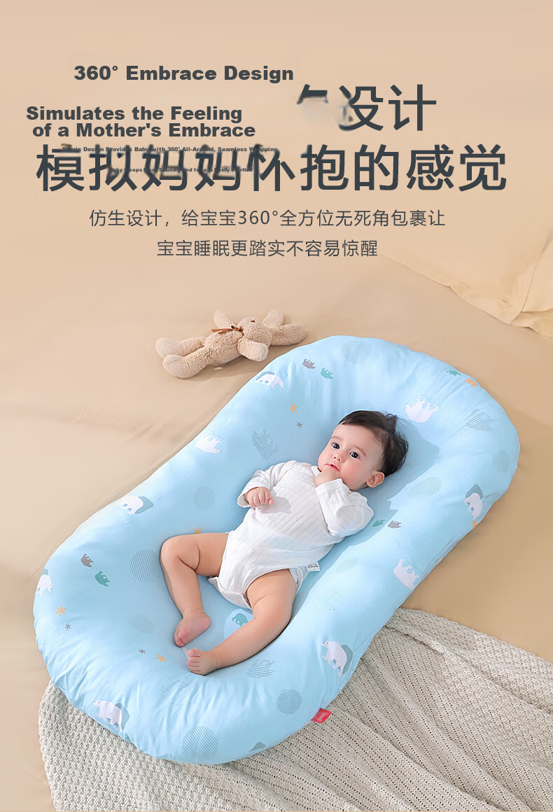 Leyunbaby Baby Bed Inclined Pillow Mat Anti-Spit-Up Reflux Choking Pillow Newborn Soothing Nursing Pillow Feeding Aid 2