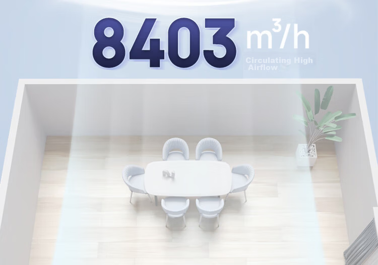 Foshanzhaoming Tri-Proof Fan Light, Restaurant Ceiling Fan Light, Living Room Bedroom LED Light, Azure Blue, 36 Inches, 42W 5