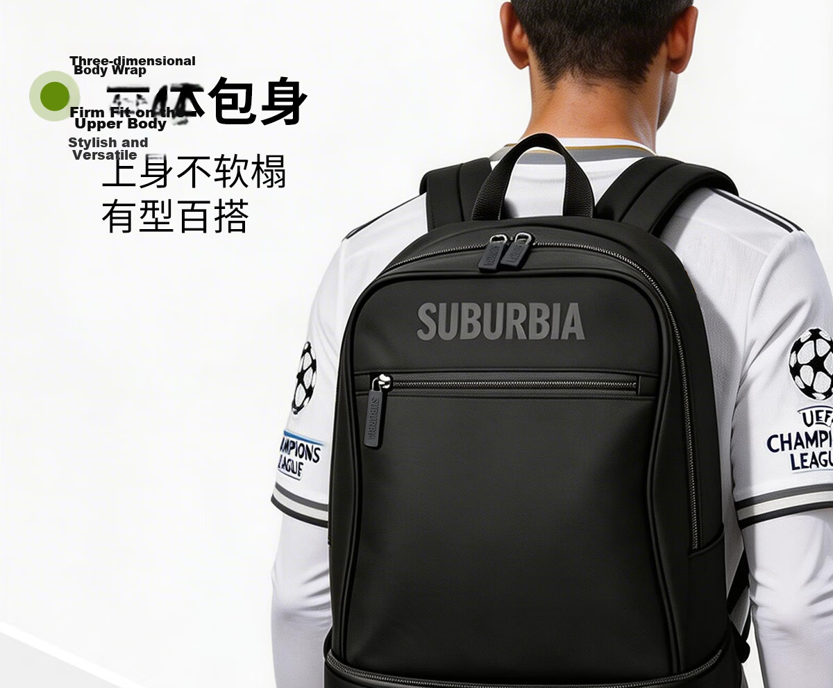 SUBURBIA Multifunctional Sports Backpack for Men Volleyball Soccer Training Bag with Shoe Compartment Black 6