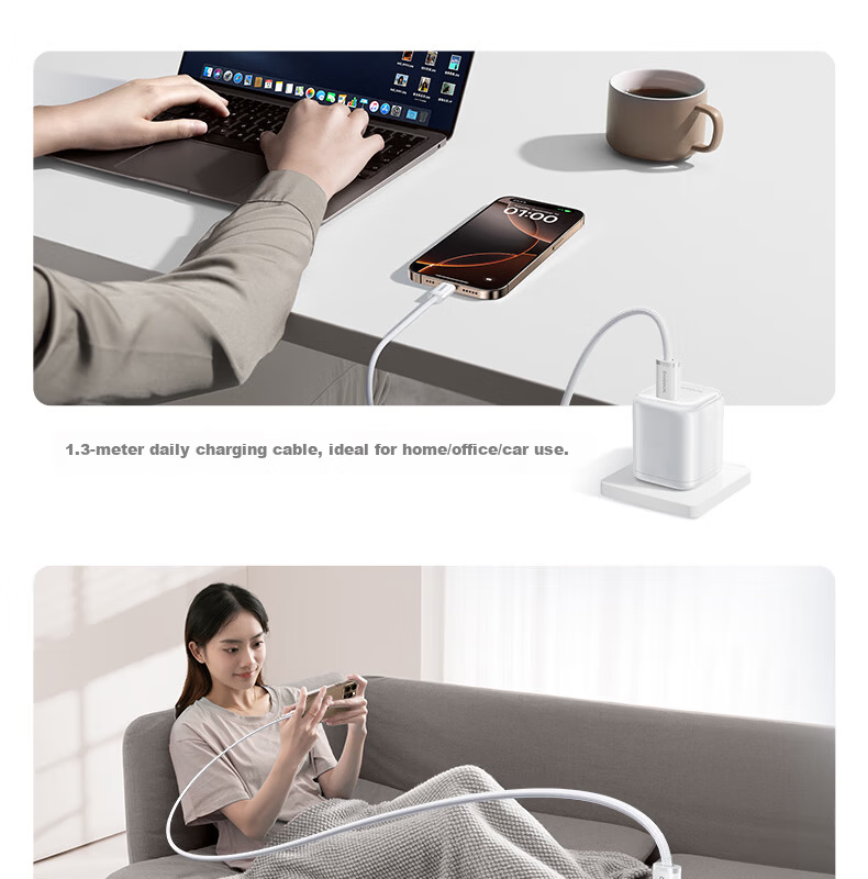 Baseus Apple iPhone 17/16/15 Dual-Head Type-C Charging Cable PD 60W Fast Charge CTOC Car Charger Cable 5A 2-Pack 16