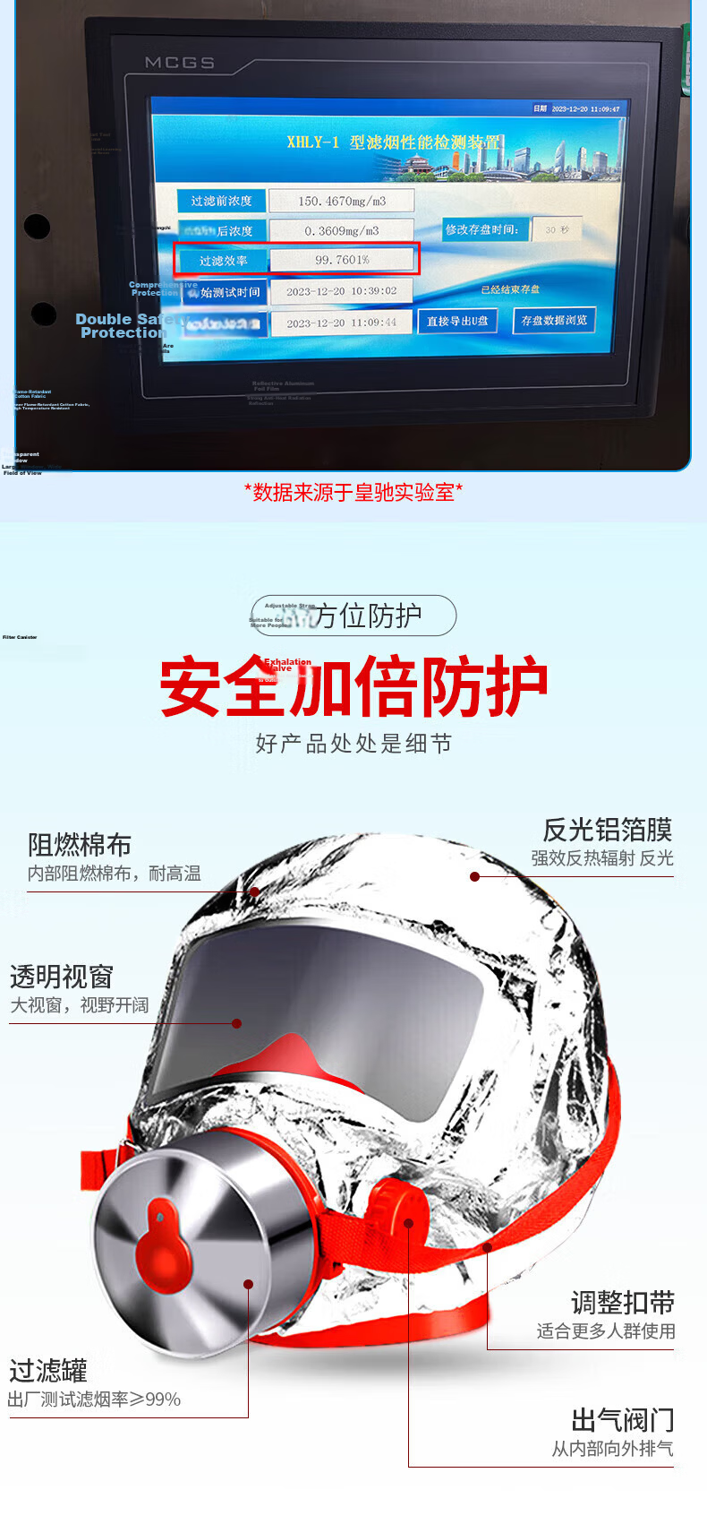 Huangchi Gas Mask Firefighter Mask Fire Smoke Protection Fire Escape Filter Self-Rescue Respirator TZL30 6