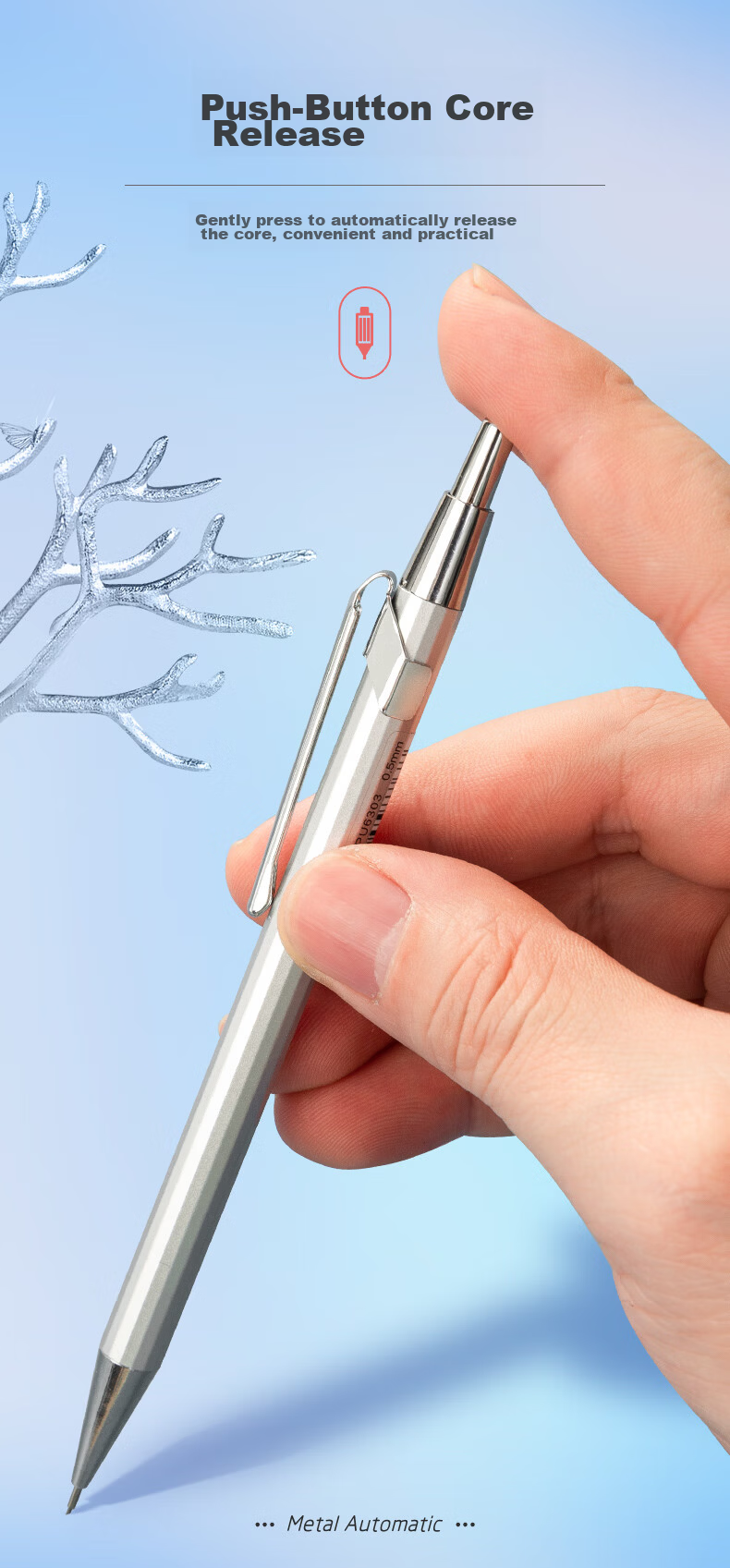 M&G Automatic 2B/0.5 Mechanical Pencil for Exam Use, Stable Writing, Break-Resistant Lead, Student Exam Writing, Simple Barrel, Single AMPT5703 7