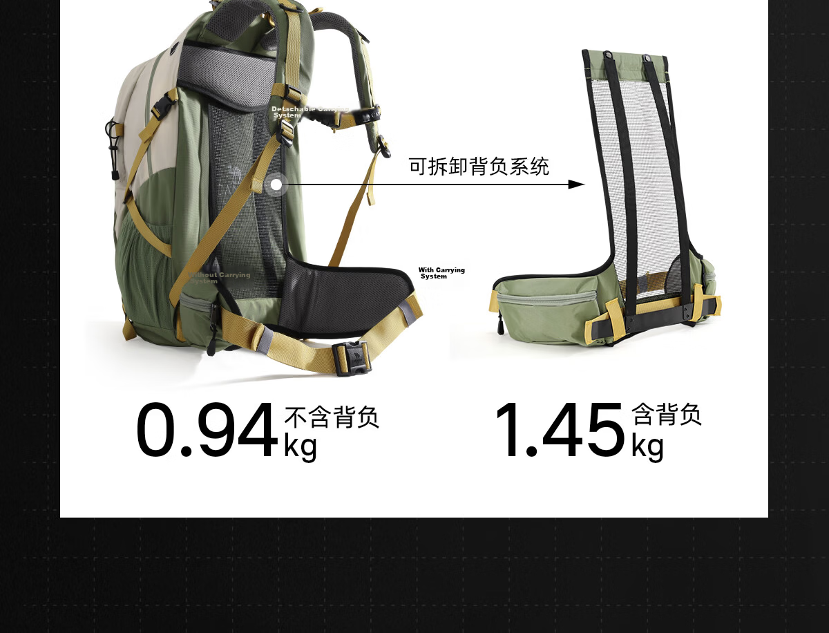 CAMEL Outdoor Hiking Backpack Waterproof Sports Backpack for Men and Women Travel Trekking Mountaineering Bag 2S04001A Advanced Gray 14