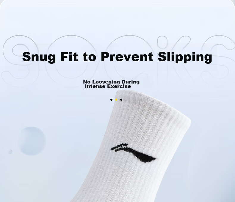 Li-Ning Unisex Summer Sports Socks Running Cycling Sweat-Absorbing Breathable Basketball Badminton White Mid Socks 3 Pairs XL 12