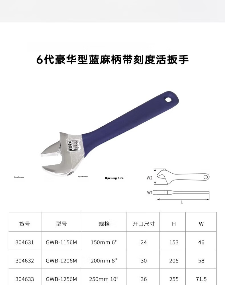 Great Wall Precision Adjustable Wrench 304633 250mm (10") 15