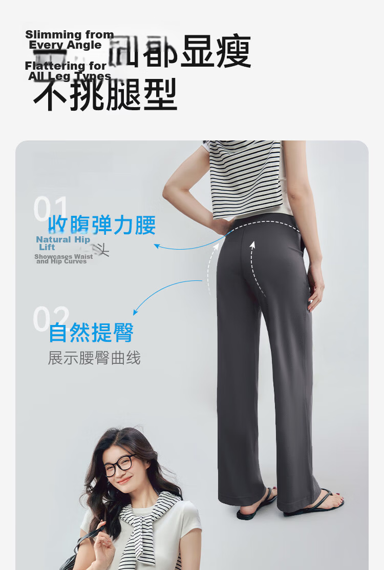 JD Jingzao Women's Casual Straight-Leg Pants 2026 New Loose Slim High-Waist High-Elasticity Pants Black M 6