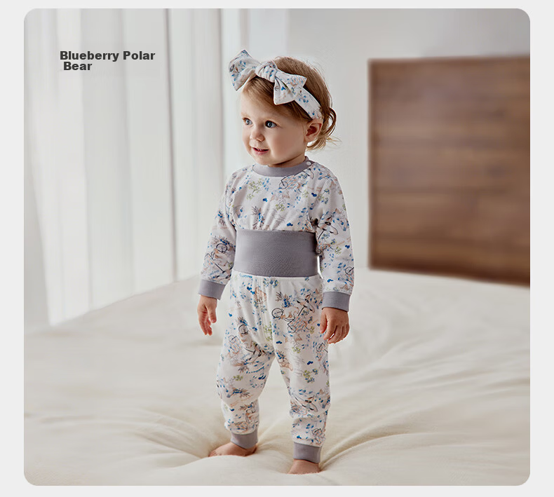 OUYUN Baby And Children's Pajamas, Spring And Autumn, for Boys And Girls, Pure Cotton, High-Waist Belly Protection, Warm Set, Hamster Bun, Size 73 35