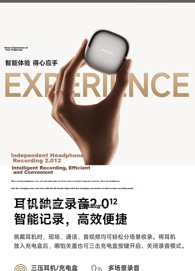 MI Xiaomi Buds 6 Earphones Semi-In-Ear Bluetooth Earphones Comfortable Fit for Android and Apple Phones Pearl White 10