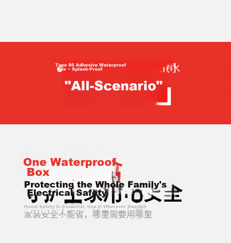 CHIGO Waterproof Socket Box 86 Type Adhesive Waterproof Box for Bathroom Kitchen One-Gang Enlarged Waterproof Box 18