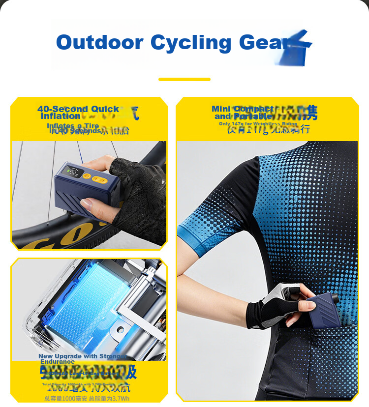 Goodyear Bicycle Pump Electric High-Pressure Portable Wireless Inflator for Road Bikes 6