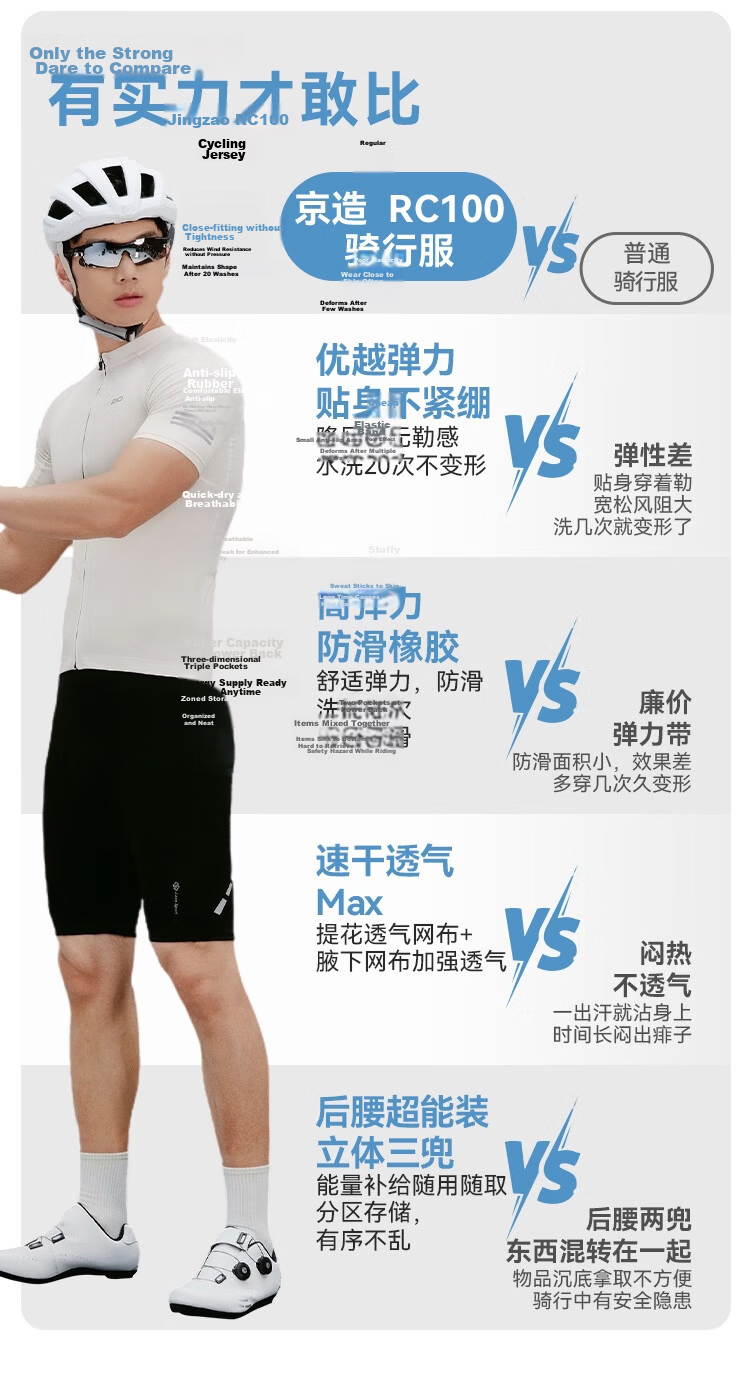 JD Jingzao RC100 Men's Summer Long Sleeve Quick-Dry Cycling Jersey Mountain Road Bike Gear Gray L 5
