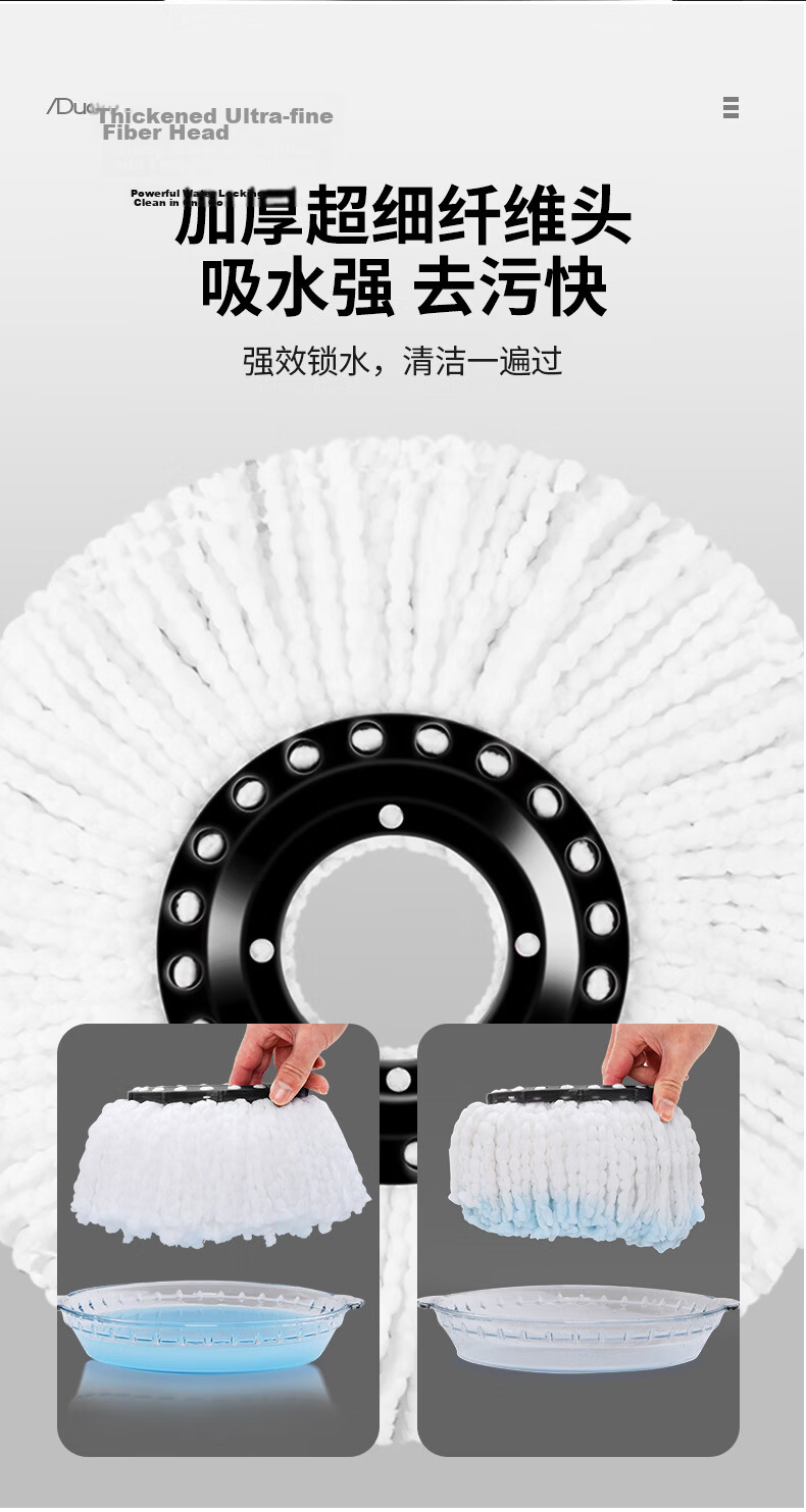 Baijiahaoshi Rotating Mop 2 Mop Heads Household One Mop Clean Hands-Free Washing 2026 Absorbent Floor Mop Spin Dry Bucket Handle 11
