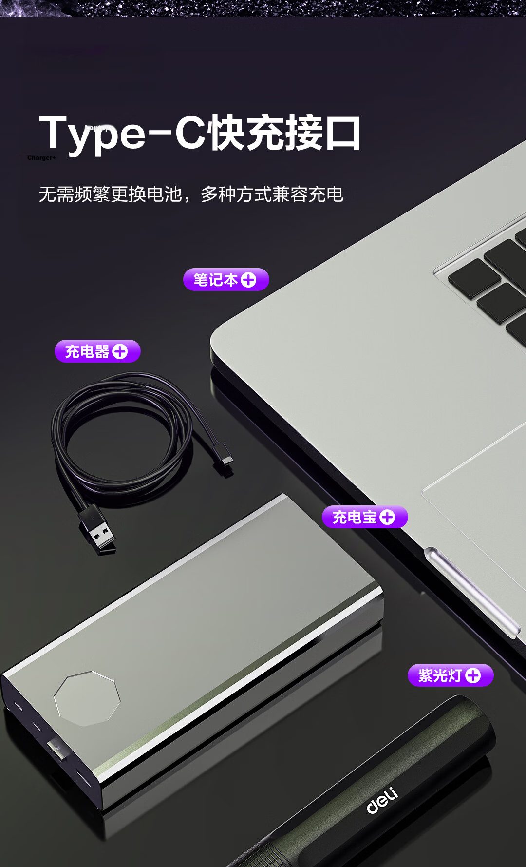 Deli Wood's UV Light Pen for Fruit and Vegetable Identification, Cat Ringworm Detection, Jade and Antique Verification, 365nm Smoke Detection, Anti-Counterfeit Currency Detector Flashlight 10