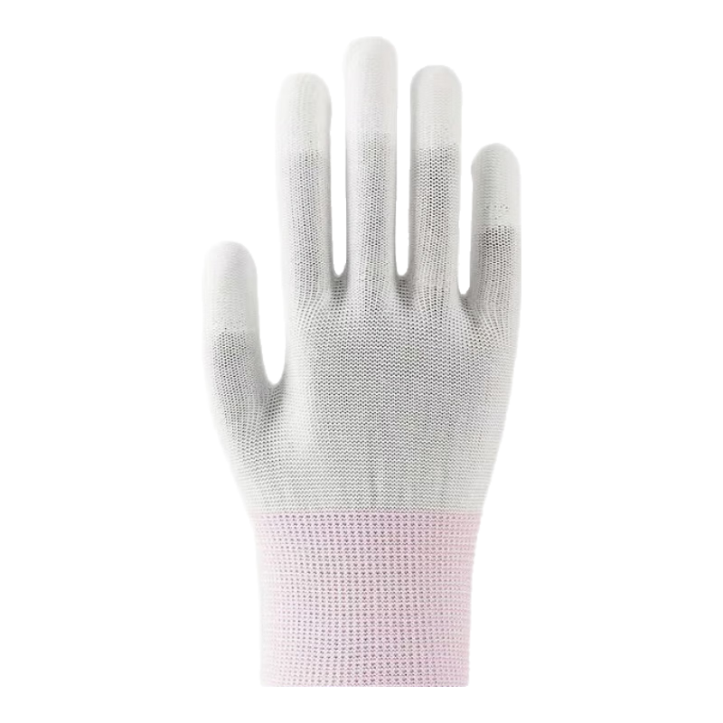 Lufeng Jingcang Fast Delivery PU Coated Finger Gloves Wear-Resistant Breathable Factory Dust-Free Workshop Protection Pink 12 Pairs Size S