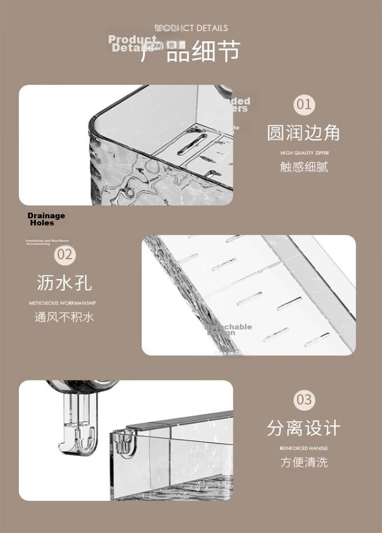 Jialifang Suction Cup Bathroom Storage Rack Bathroom Washbasin Sink Corner Shelf Transparent Vertical Style 9