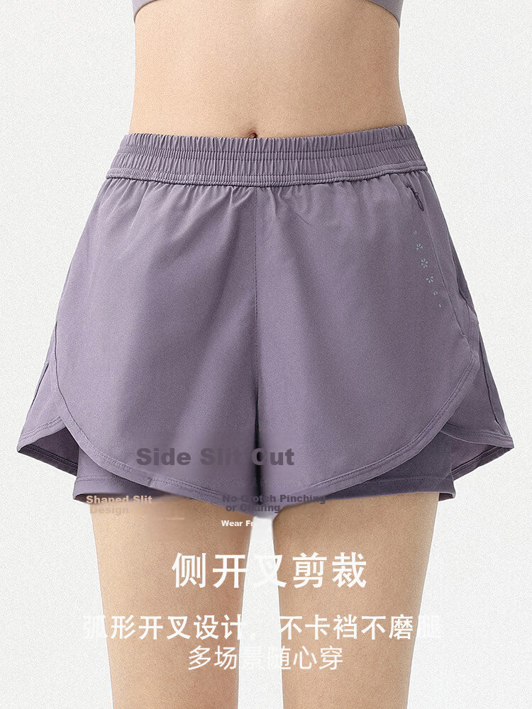 DRUR Women's Marathon Running Shorts Summer New High Waist Tummy Control Fake Two-Piece Anti-Exposure Fitness Sports Casual Pants 12