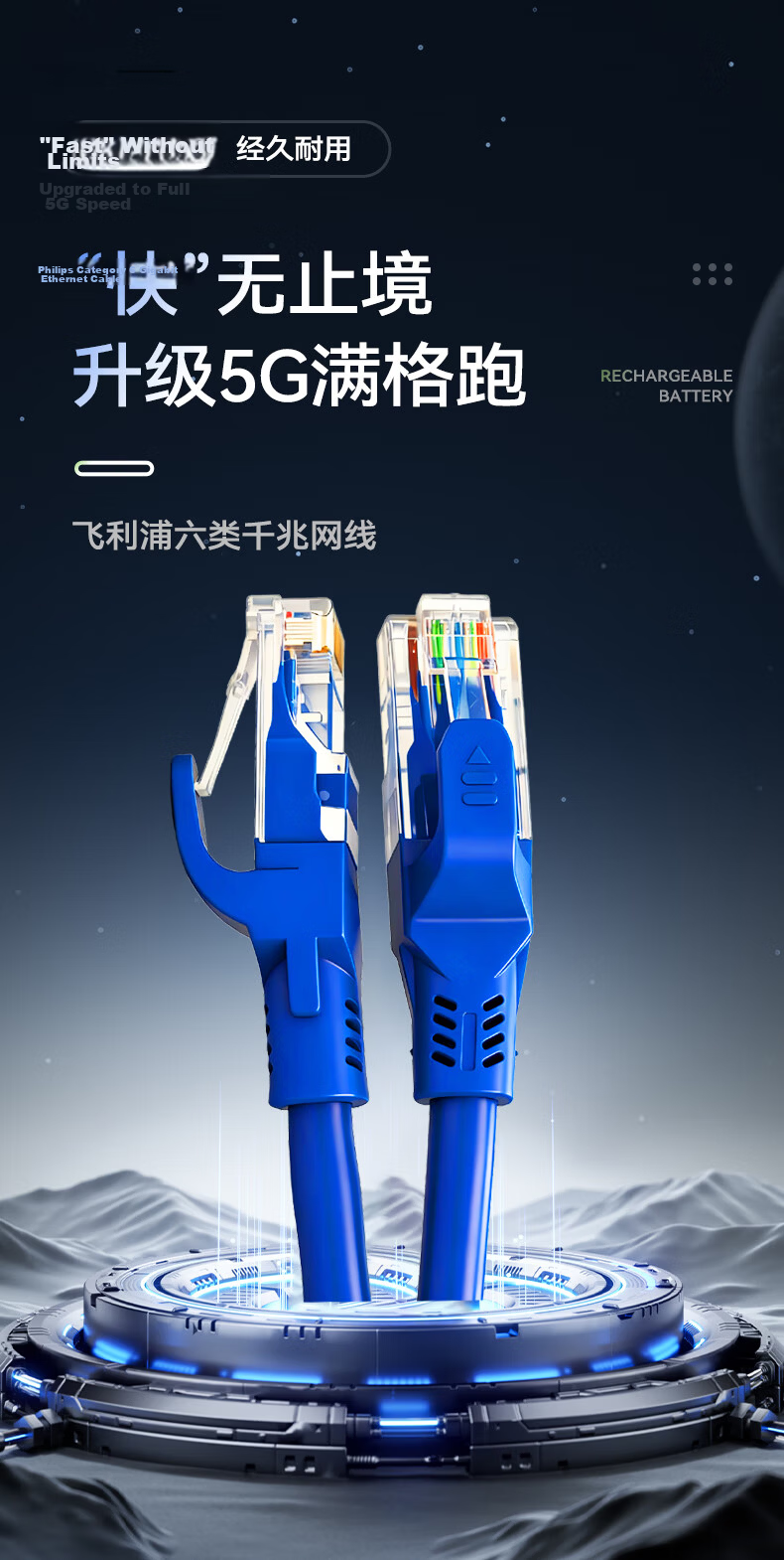 PHILIPS CAT6 Ethernet Cable 2m Gigabit Network Patch Cord Structured Wiring Broadband Router Connection Cable 1