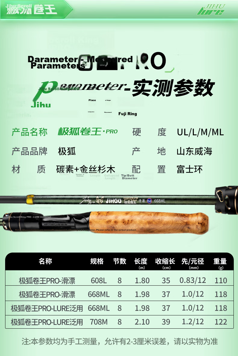 Jihu 1.8m L-curve Sliding Version A-Ring King PRO Telescopic Lure Rod Water Drop Reel Combo Ultra Short Section Fishing Rod 16