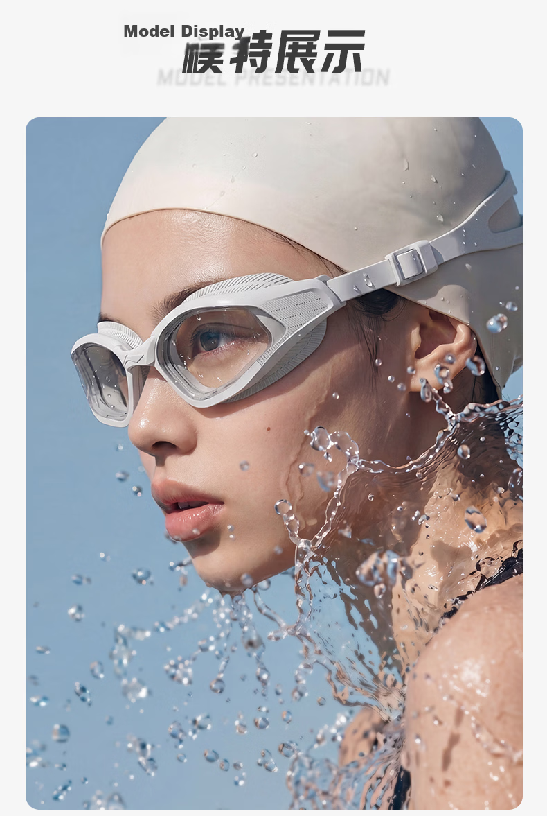 LI-NING Prescription Swimming Goggles HD Waterproof Anti-Fog Swim Cap Set Professional Swimming Glasses 18