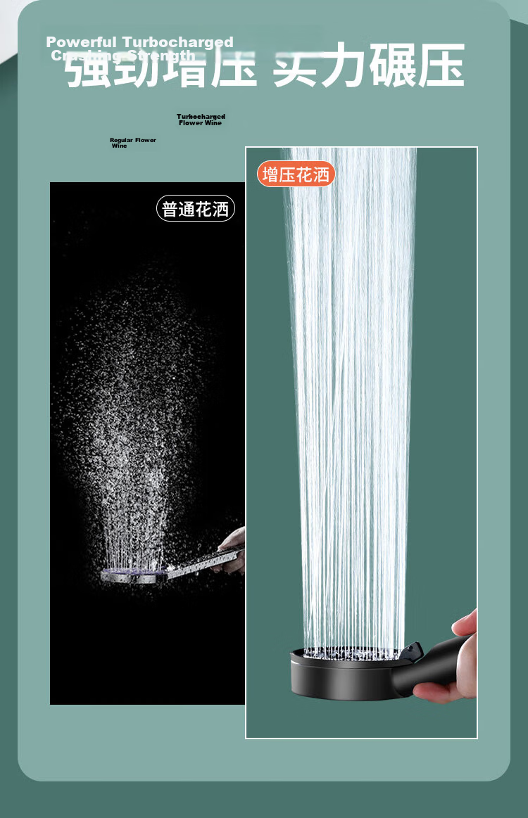 Huaxi Valley Pressurized Shower Head Multifunctional Handheld Shower Home Large Panel Silver Showerhead 7